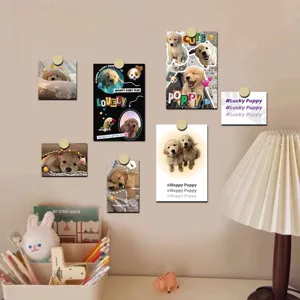 Tarjetas decorativas de cachorro golden retriever postales de pared para decoración de dormitorio.