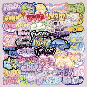 50 stuks cartoon graffiti letter waterdichte stickers voor laptop skateboard gitaar pack