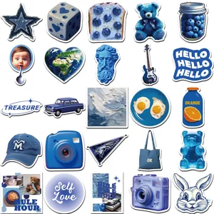 Blue ins style waterproof decorative stickers cute journal laptop graffiti decals set.