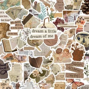 Vintage scrapbook stickers aesthetic journal DIY waterproof sticker pack for crafts 50pcs