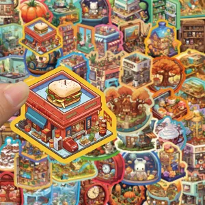 Adorabili adesivi graffiti micro mondo dei cartoni animati, set di sticker impermeabili per diario