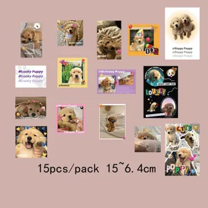 Tarjetas Decorativas Lindo Cachorro Golden Retriever 15pcs Set Postales de Pared Decoración