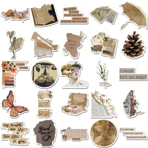 Vintage scrapbook stickers aesthetic waterproof journaling stickers for notebook guitar 50pcs