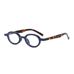 Vintage pequeña montura de gafas ovalada mujer hombre retro azul carey montura óptica.