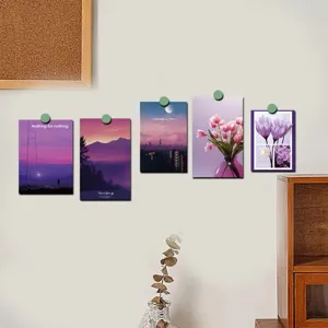 Purple aesthetic decorative postcard wall art set, 15 pieces for aesthetic bedroom wall decor.
