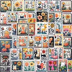 Pegatinas de Sellos Postales Vintage Cartoon Graffiti Calcomanías de Vinilo Impermeables Para Computadora Portátil Equipaje Botella De Agua Scrapbook