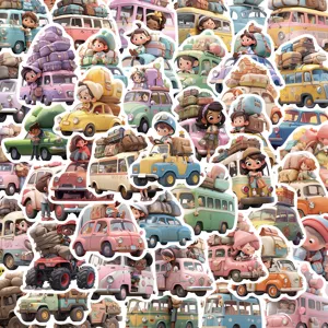 50 pcs autocollants de voiture de voyage de dessin animé mignon étanche bricolage casque