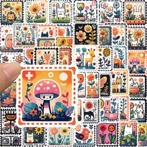 50 Pz Retro Sello Dibujos Animados Pegatinas Impermeables Equipaje Portátil Decor