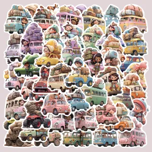 50pcs Autocollants De Voiture De Voyage De Dessin Anime Imperméable Pour Journal Guitare