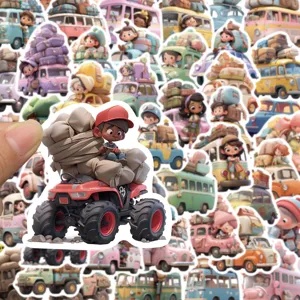 Mignons autocollants étanches de voiture de voyage de dessin animé pour décoration DIY