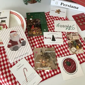 Juego de 10 tarjetas navideñas decorativas postales estéticas decoración de pared estilo acogedor