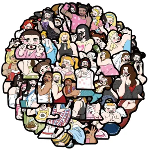 Pack d'autocollants de dessin anime rigolos impermeables en vinyle pour ordinateur 50p