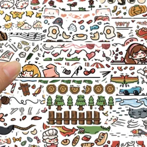 Lindas pegatinas de separación doodle de dibujos animados para diario, set impermeable.