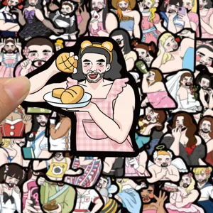 Pack d'autocollants imperméables de dessin animé d'homme barbu drôle pour carnet guitare