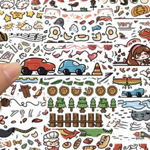 Pegatinas decorativas lindas de garabatos de línea divisoria de dibujos animados para diario casco