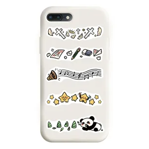 Funda de teléfono blanca con diseño de líneas de garabatos de dibujos animados bonitos y duradera.
