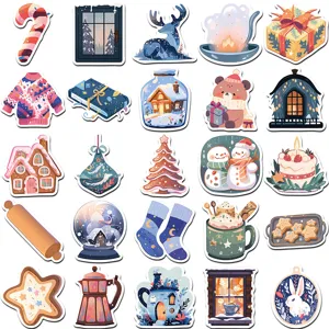 Cartoon winter cozy stickers set for phone case luggage laptop skateboard waterproof decals.