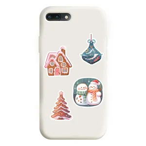 Cute Christmas cartoon stickers for phone case decoration, waterproof winter decals.