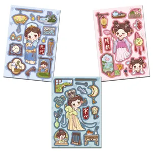 Cute historical Chinese dynasty chibi character sticker sheets designed for DIY phone cases.