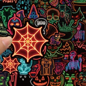 Waterproof Halloween neon graffiti stickers for journal skateboard guitar decoration 50pcs