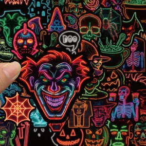 Waterproof neon Halloween graffiti stickers set for skateboard guitar laptop 50pcs