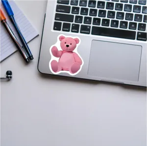 Adhésif mignon ours en peluche rose Y2K, parfait pour décorer ordinateur portable et téléphone.