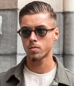 Retro round sunglasses for men and women with acetate frame and stylish rivet details now.