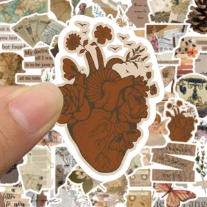 Vintage botanical anatomical heart waterproof sticker aesthetic decorative DIY scrapbooking decals
