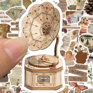 Vintage sticker pack 50pcs waterproof aesthetic decorative DIY for journal laptop guitar