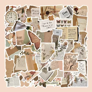 Vintage retro scrapbooking sticker set aesthetic journaling DIY waterproof stickers 50pcs