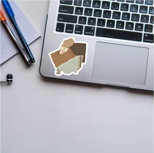 Vintage torn paper collage decorative sticker detail showing retro earth tone aesthetic style.