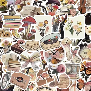 50pcs vintage aesthetic stickers pack retro journaling scrapbooking decorative waterproof decals
