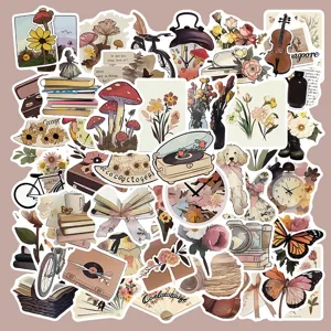 Vintage aesthetic sticker pack waterproof cute journaling art scrapbooking laptop decals