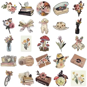 Vintage aesthetic sticker pack waterproof cute retro scrapbooking journaling art style