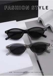 Modische Damen Sonnenbrille im Oval-Cat-Eye-Stil mit Nieten. Ideal für den täglichen Alltag.