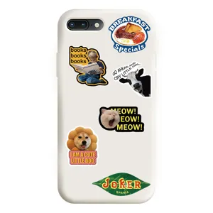 Funda para telefono blanca con estampado de pegatinas estilo retro vintage protectora