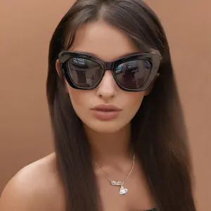Trendy Oversized Cat-Eye Sonnenbrille Für Damen Herren Mode PC Rahmen Verlauf Bunte Brille Retro Outdoor Reisen Sonnenschutz Brille