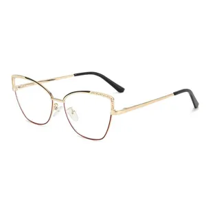 Fashion cat-eye metal blue light blocking glasses frame for women anti glare optical eyewear