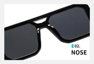 Nahaufnahme der schwarzen Piloten-Sonnenbrille mit stilvoller Doppelsteg- und Rahmenstruktur.