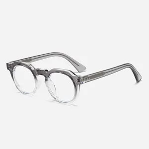 Japanische Retro kleine Blaulichtfilter Brille transparente graue Acetat Brillenfassung