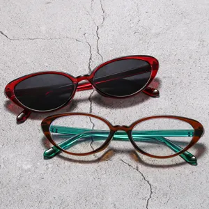 Retro Katzenauge Sonnenbrille für Damen, leichte kleine Fassung Blaulichtfilter Brille.