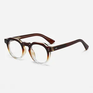 Vintage Retro kleine Fassung optische Brille mit braunem Acetat fuer den taeglichen Gebrauch.