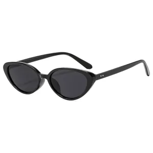 Klassische schwarze Cat-Eye Sonnenbrille für Damen, Retro schmale Vintage Brillen.