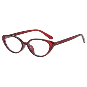 Rote transluzente Katzenaugen Brille Fassung Blaulichtfilter Vintage Brillen Damen Hauptansicht