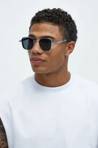 Lunettes de soleil steampunk carrées rétro pour hommes monture métal vintage UV400