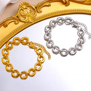 Fashion hip hop style stainless steel irregular O-chain bracelet geometric jewelry