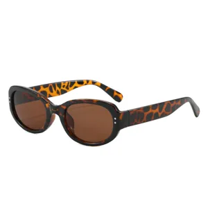 Lunettes de soleil ovales écaille rétro pour femmes et hommes, monture épaisse mode.