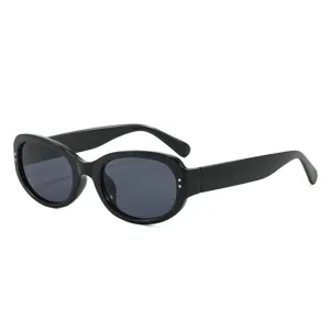 Lunettes de soleil ovales noires classiques pour femmes et hommes, style rétro Y2K.
