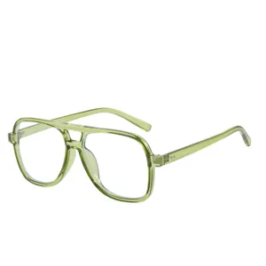Transparente grüne Aviator Brillenfassung Retro Doppelsteg optische Brille Damen Herren