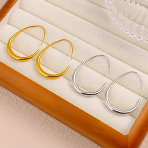 Boucles d'oreilles géométriques en C, bijoux minimalistes dorés et argentés pour femmes.